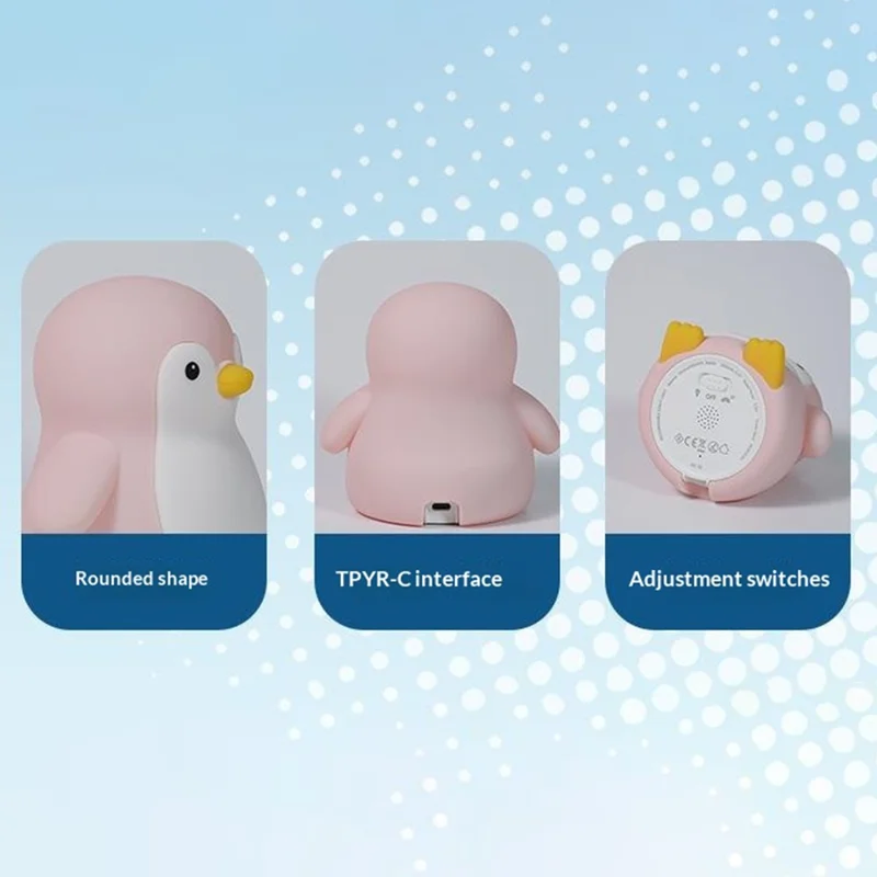 7 Color Changing Penguin Shape Silicone Night Light Tap Control Bedside Lamp with Timer for Children's Bedroom - Blue