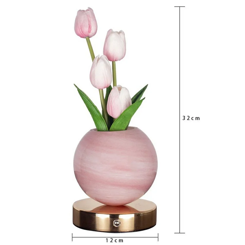 Tulip Night Light Dreamy Planet Table Lamp USB Atmosphere Light Touch Control 3 Color Adjustable For Bedroom - Blue