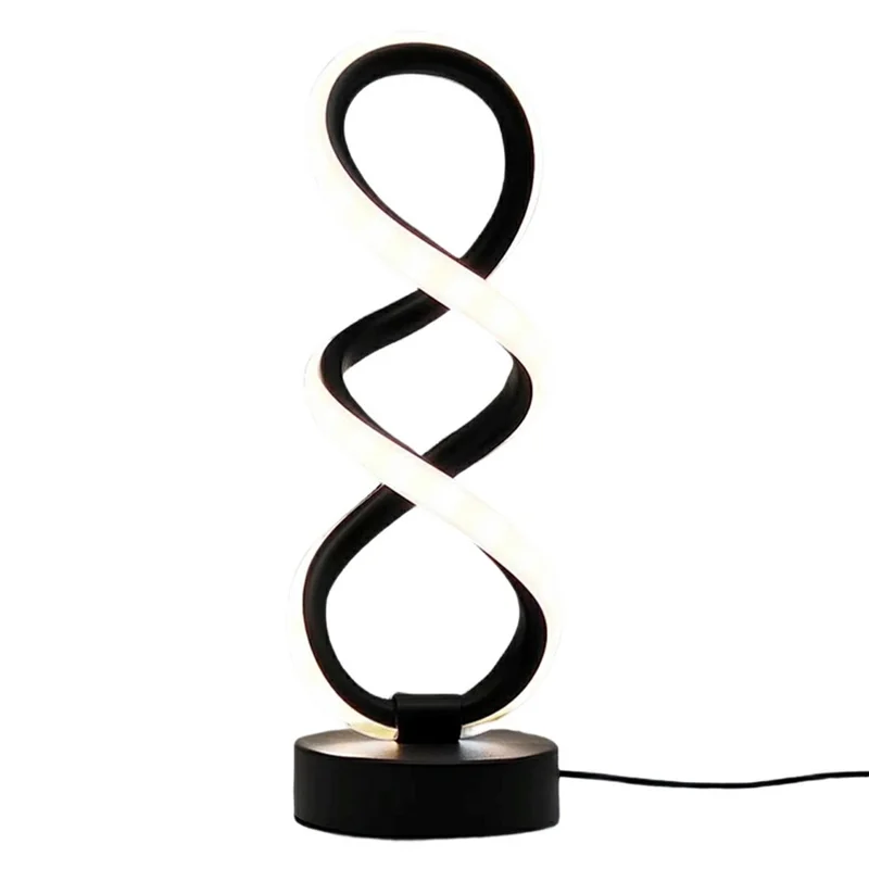 Dwuhelisowa aluminiowa lampka dekoracyjna z funkcją bezstopniowego regulowania jasności w trzech kolorach, LED z dotykowym sterowaniem - Czarny