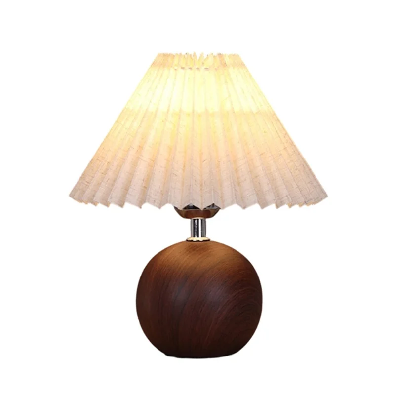 Складной настольный светильник, спальня, прикроватный свет, тёплый романтический простой атмосферный светильник с регулировкой трёх цветов, штепсельная вилка EU — древесина ореха (льняной абажур)