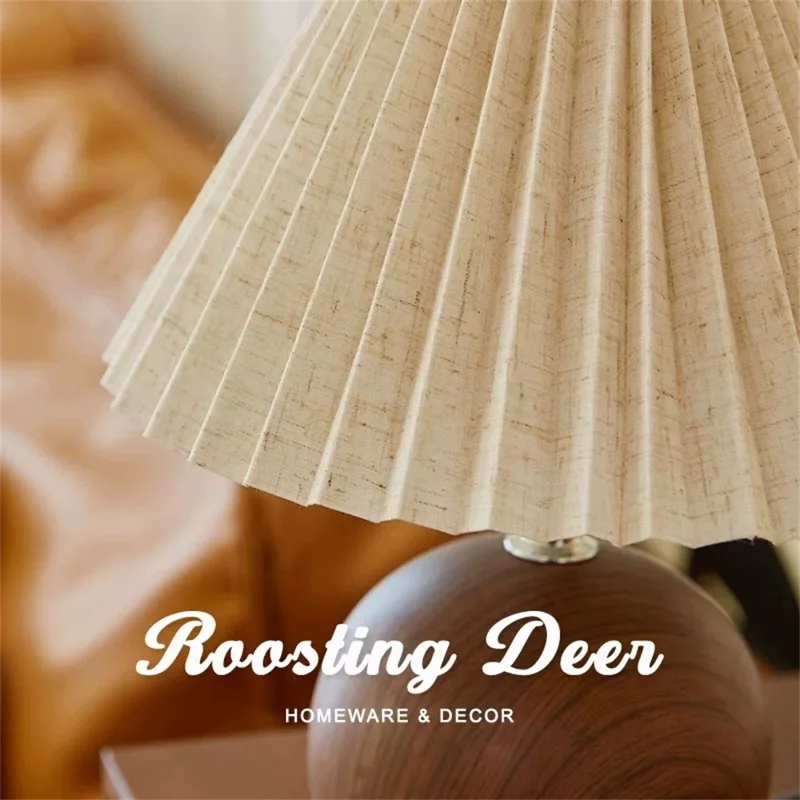 Складной настольный светильник, спальня, прикроватный свет, тёплый романтический простой атмосферный светильник с регулировкой трёх цветов, штепсельная вилка EU — древесина ореха (льняной абажур)