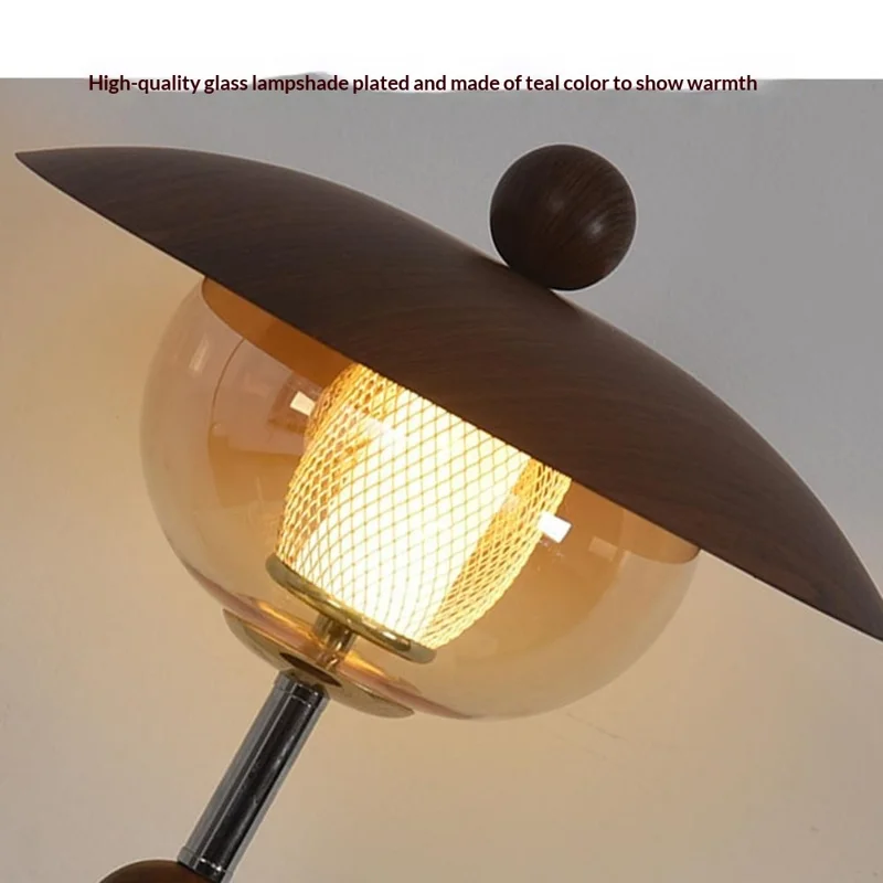 Vintage Solid Wood Table Lamp Touch Switch Rechargeable Stepless Dimming Ambient Light For Living Room