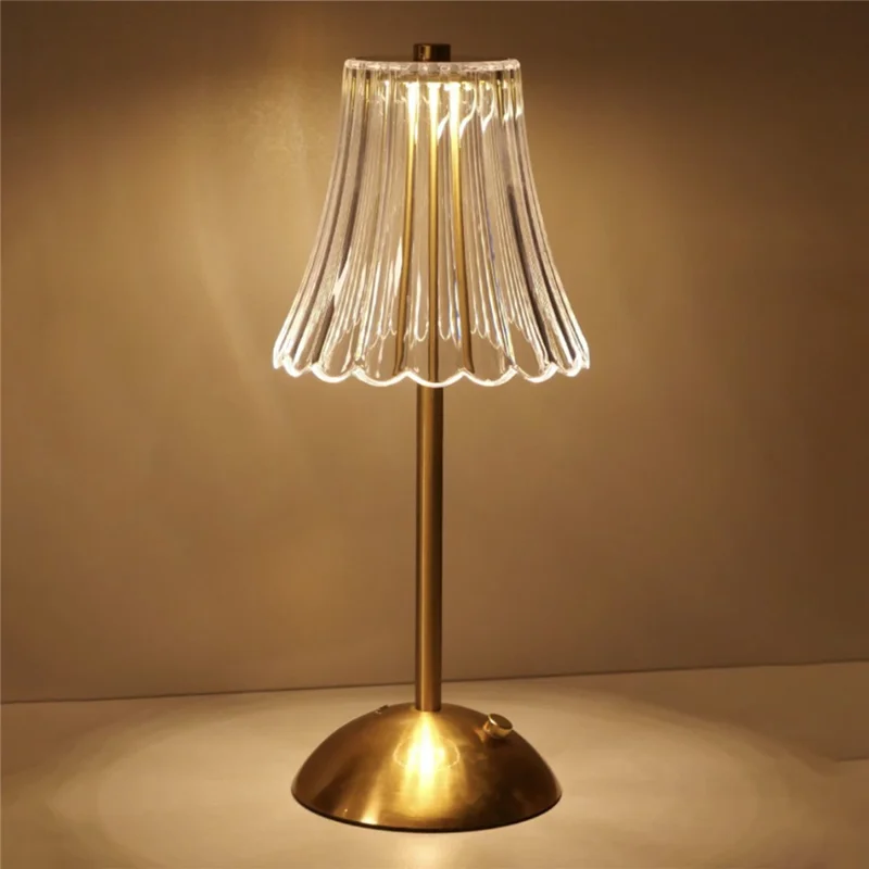 Lampe de chevet rétro Style 11 avec abat-jour transparent, tige fine, lampe de bureau LED à commande tactile, trois couleurs