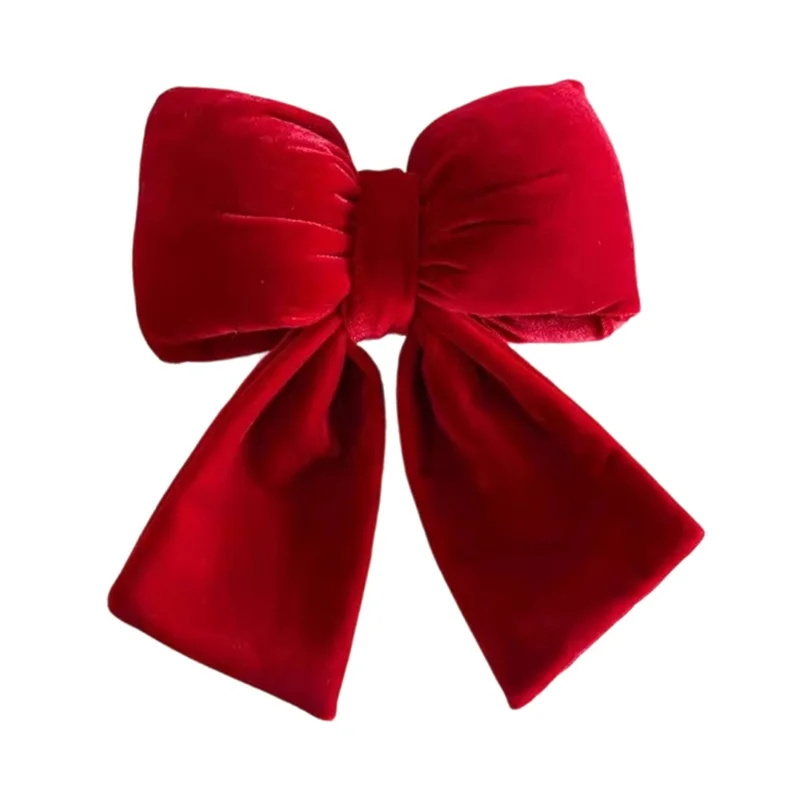 Size M 23 x 18cm Christmas Bow Velvet Bowknot Christmas Tree Decoration Ornament - Red