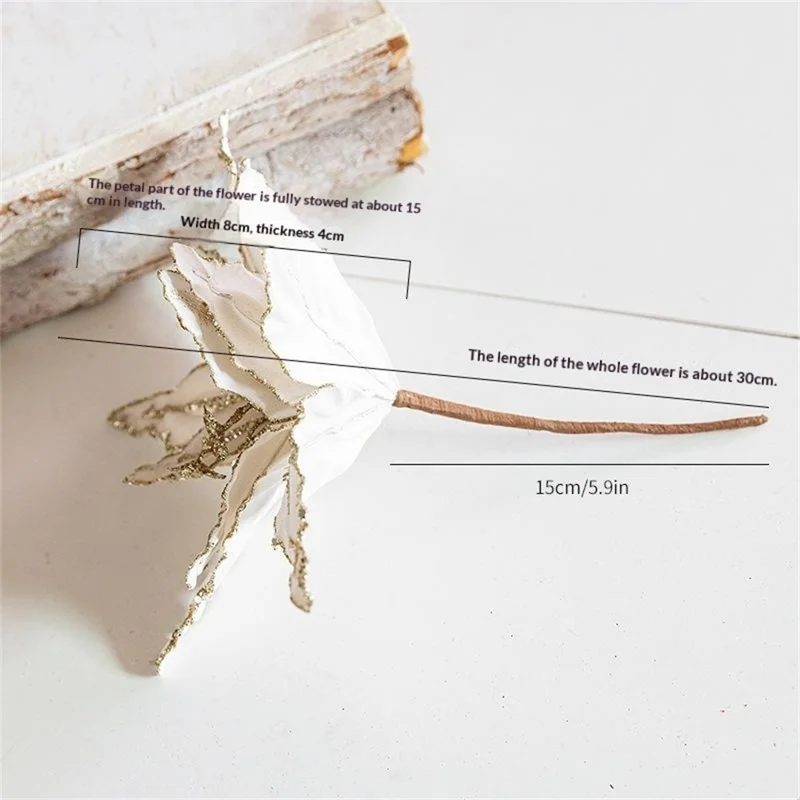 30 cm Kwiat Bożonarodzeniowy Błyszczący Sztuczny Kwiat na Choinkę - Czerwony Winny