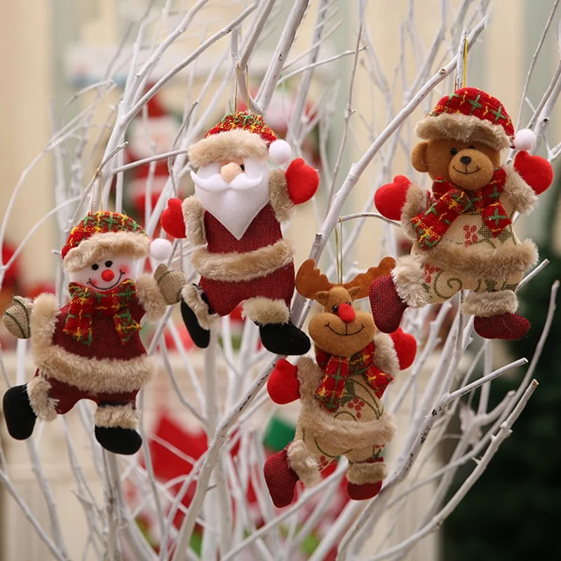 Ornement suspendu pour arbre de Noël, décorations en tissu peluche, pendentif pour fête de Noël - Père Noël