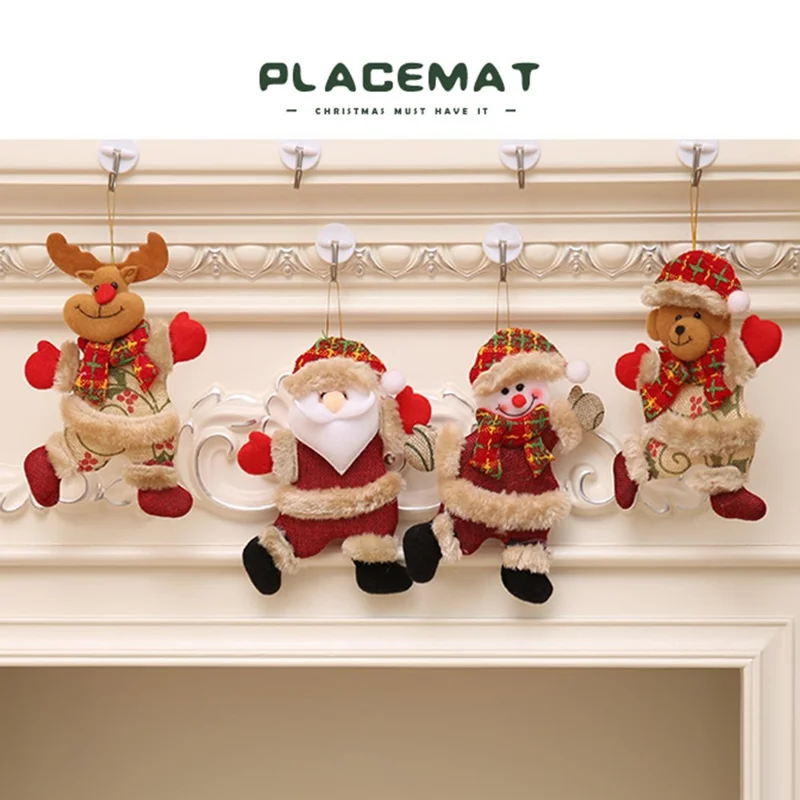 Ornement suspendu pour arbre de Noël, décorations en tissu peluche, pendentif pour fête de Noël - Père Noël