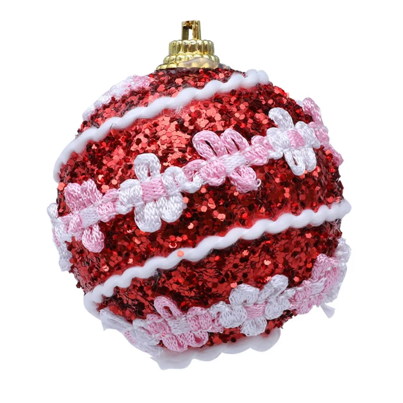 6 Pezzi Palline in Schiuma da 6 cm con Puntini Glitter Palline di Natale Decorazioni per Albero di Natale - Rosso