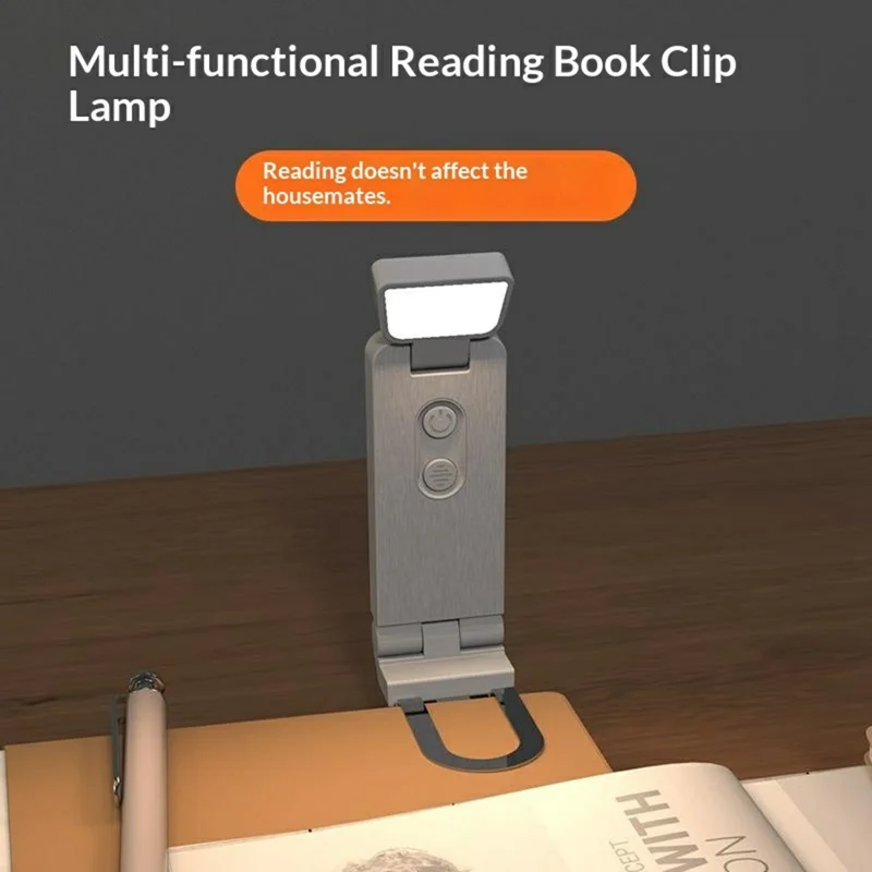 B303 Mini USB Rechargeable Clip LED Reading Light 200mAh 6 Brightness Levels Warm Light for Books - White