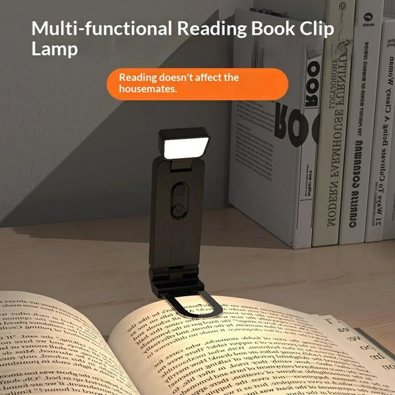 B303 Mini USB Rechargeable Clip LED Reading Light 200mAh 6 Brightness Levels Warm Light for Books - White