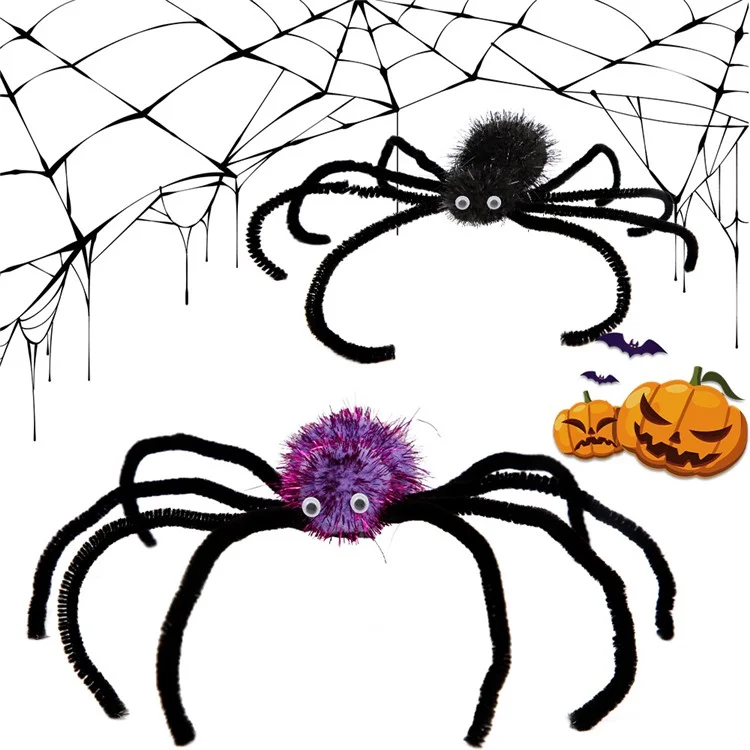 Clip de Pelo de Araña de Halloween para Niños y Adultos, Horquilla para el Pelo con Araña, Decoración de Fiesta, Accesorios para Fotos - Púrpura