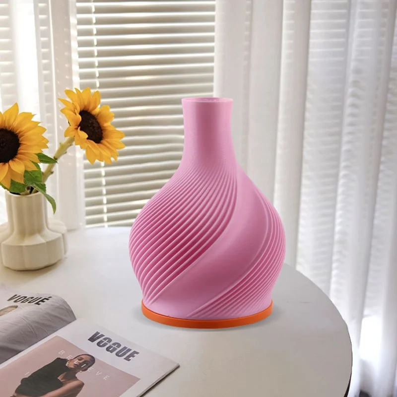 LED Atmosphere Light Vase Table Lamp 3 Colors Dimmable USB Night Light for Bedroom Decoration - Pink