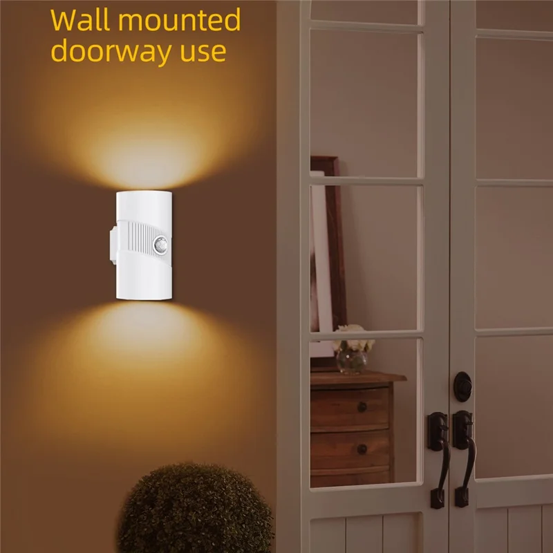YSJ-008 1Pc Motion Sensor LED Night Light Magnetic Wall Lamp Dimmable 3 Color Temperature Dual Direction Light - White