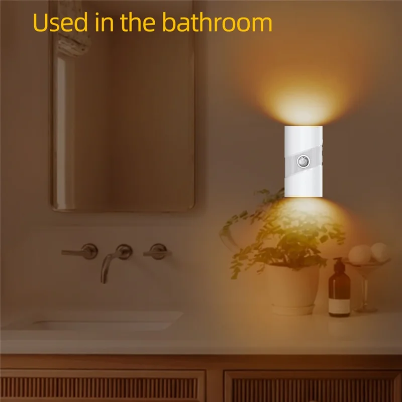 YSJ-008 1Pc Motion Sensor LED Night Light Magnetic Wall Lamp Dimmable 3 Color Temperature Dual Direction Light - White