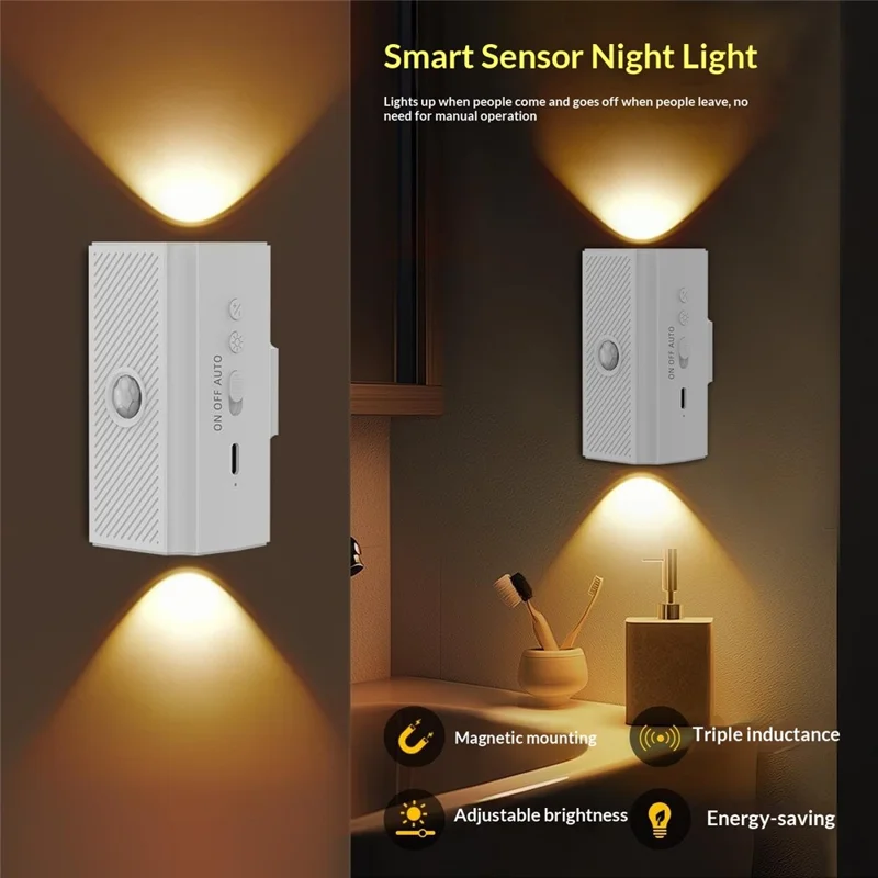 YSJ-010B 1Pc Smart Motion Sensor Wall Light Magnetic Rechargeable LED Night Light for Hallway Bedroom