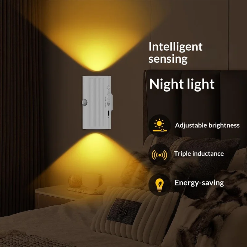 YSJ-011B Smart Triple Sensor Motion Sensor Night Light 3 Color Temperature Magnetic Wall Light for Corridor