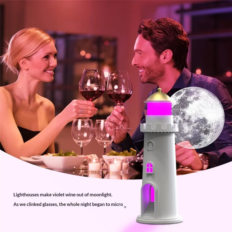 YSJ-016 RGB Color Changing Smart Motion Sensor Moon Light Lighthouse Shaped Night Light Projector Timer Warm Light for Bedroom