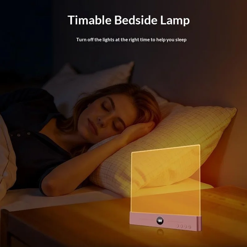 YSJ-019 Plus Infinite Brightness Adjustment Transparent Acrylic Panel LED Reading Light 3 Color Temperature Eye Care Desk Lamp with Timer - White