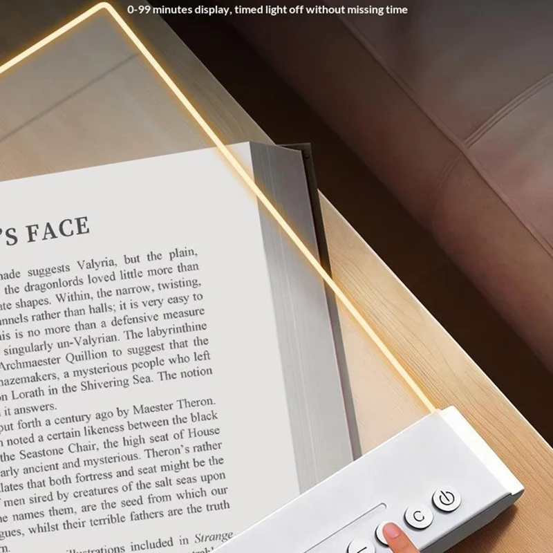 YSJ-019 Plus Infinite Brightness Adjustment Transparent Acrylic Panel LED Reading Light 3 Color Temperature Eye Care Desk Lamp with Timer - White