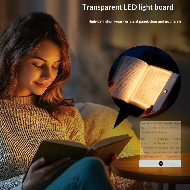 YSJ-019 Plus Infinite Brightness Adjustment Transparent Acrylic Panel LED Reading Light 3 Color Temperature Eye Care Desk Lamp with Timer - White