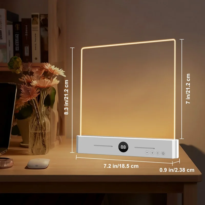 YSJ-019 Plus Infinite Brightness Adjustment Transparent Acrylic Panel LED Reading Light 3 Color Temperature Eye Care Desk Lamp with Timer - White