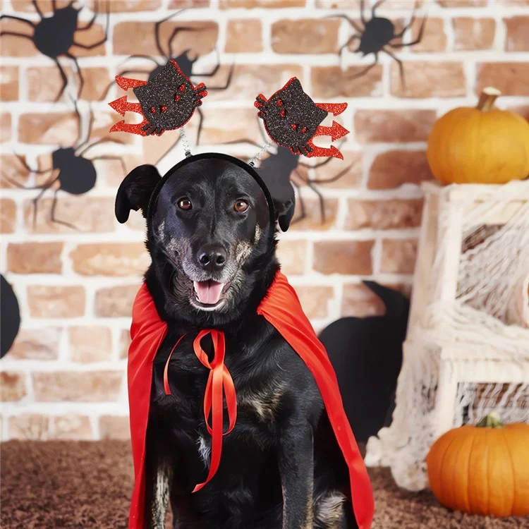 Dog Halloween Headband Ghost Spider Witch Cat Trident Pumpkin Hairband Hair Hoop Pet Dog Costume Cosplay - Trident and Spider