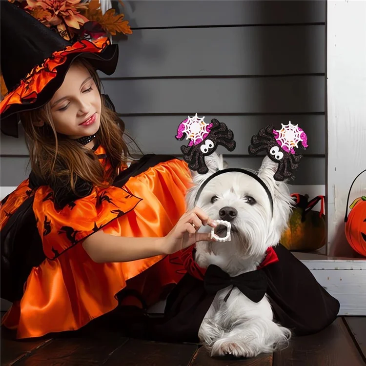 Dog Halloween Headband Ghost Spider Witch Cat Trident Pumpkin Hairband Hair Hoop Pet Dog Costume Cosplay - Trident and Spider