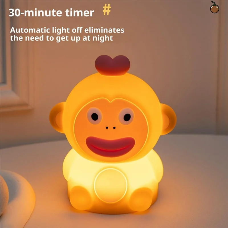 PP-D09 Colorful RGB Remote Control Cute Cartoon Monkey-Shaped Pat Lamp 1200mAh Type-C Charging Night Light for Bedroom