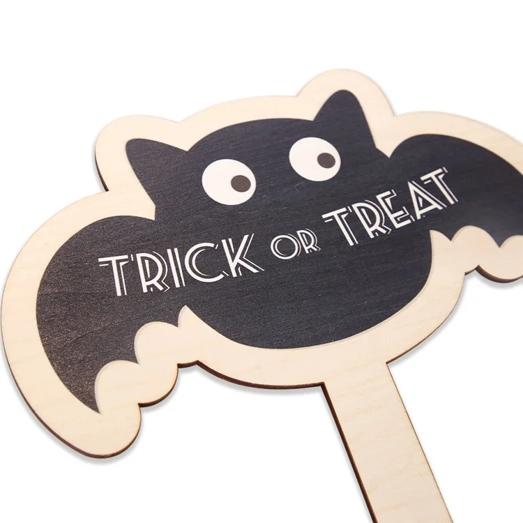 Halloween Decoration Handheld Sign Funny Handheld Wooden Sign Board Party Photo Props - Bat