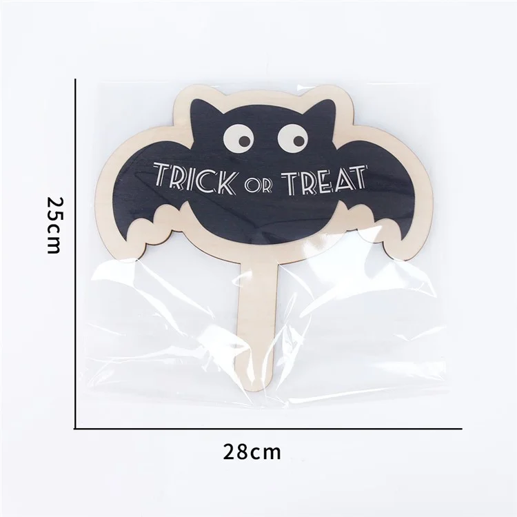 Halloween Decoration Handheld Sign Funny Handheld Wooden Sign Board Party Photo Props - Bat