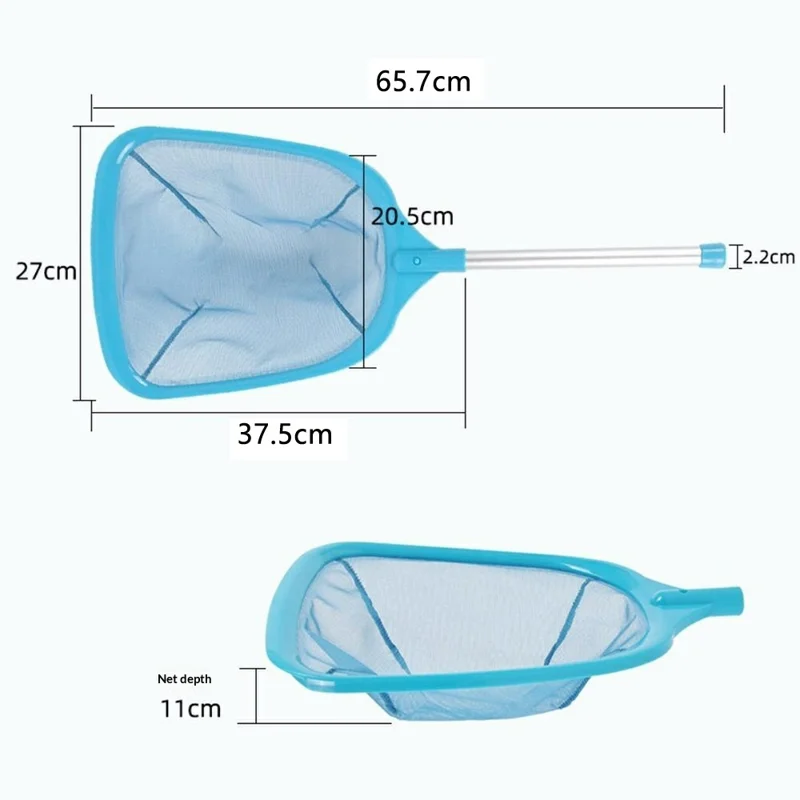 Swimming Pool Skimmer Net 65.7x27cm Fine Mesh Cleaning Tool Aluminum Handle for Leaves, Bugs, Debris
