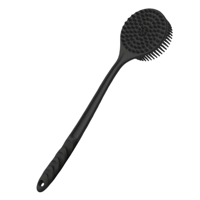 Conjunto de 4 Peças de Escovas de Banho de Silicone para Cuidado Corporal Completo, Kit de Esfoliação Profunda com Cabo Longo, Escova para Rosto, Corpo e Costas