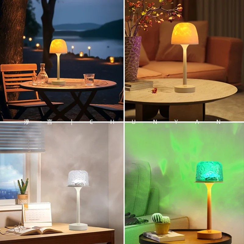 16 Farben Wasserwelle Tischlampe Fernbedienung 3600mAh wiederaufladbare Ambiente Leuchte