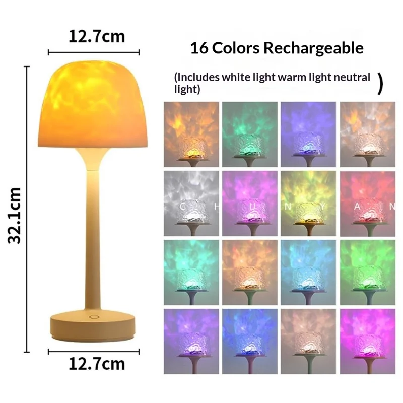 16 Farben Wasserwelle Tischlampe Fernbedienung 3600mAh wiederaufladbare Ambiente Leuchte