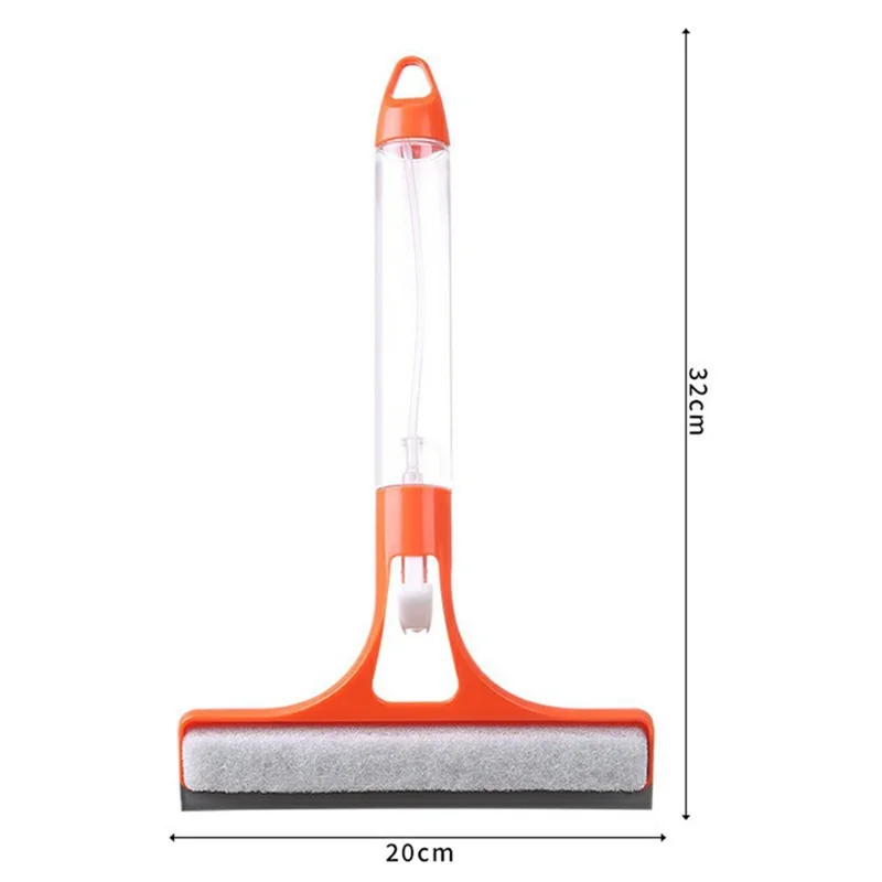 Escova de Limpeza 3-em-1 para Vidros com Pulverizador Integrado, Esponja e Rodo - Laranja
