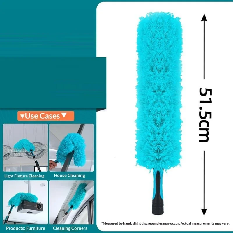 EXTENTOOL 4Pcs Dusting Kit with 3.6m Telescopic Aluminum Alloy Pole Microfiber Chenille Duster Spider Web Brush Glass Squeegee Cleaning Tool for High Ceiling