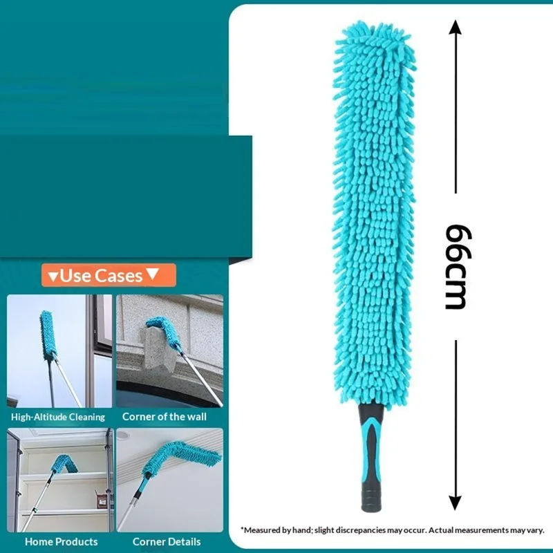 EXTENTOOL 4Pcs Dusting Kit with 3.6m Telescopic Aluminum Alloy Pole Microfiber Chenille Duster Spider Web Brush Glass Squeegee Cleaning Tool for High Ceiling