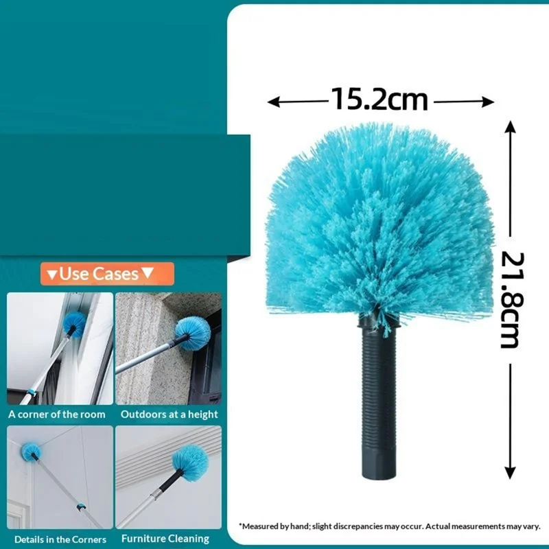 EXTENTOOL 4Pcs Dusting Kit with 3.6m Telescopic Aluminum Alloy Pole Microfiber Chenille Duster Spider Web Brush Glass Squeegee Cleaning Tool for High Ceiling