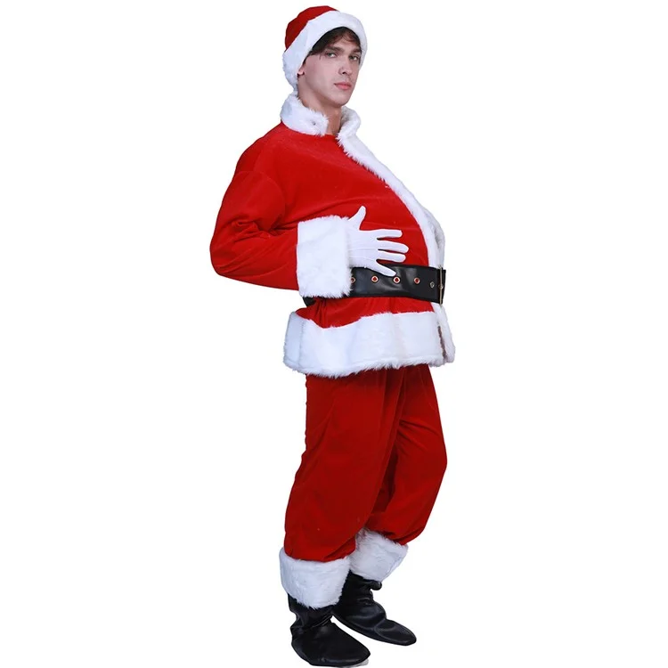 Costume Babbo Natale Imbottito Finto Pancione Xmas Outfit Accessorio - Rosso