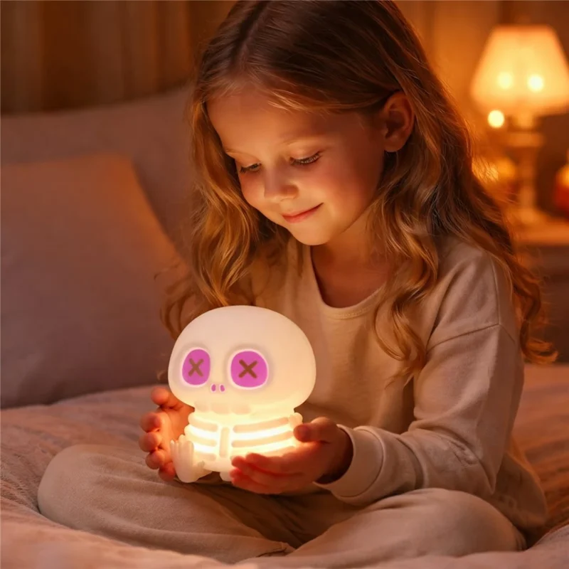 Halloween Skeleton Tap Light Silicone LED Night Light 1200mAh USB Rechargeable for Bedroom