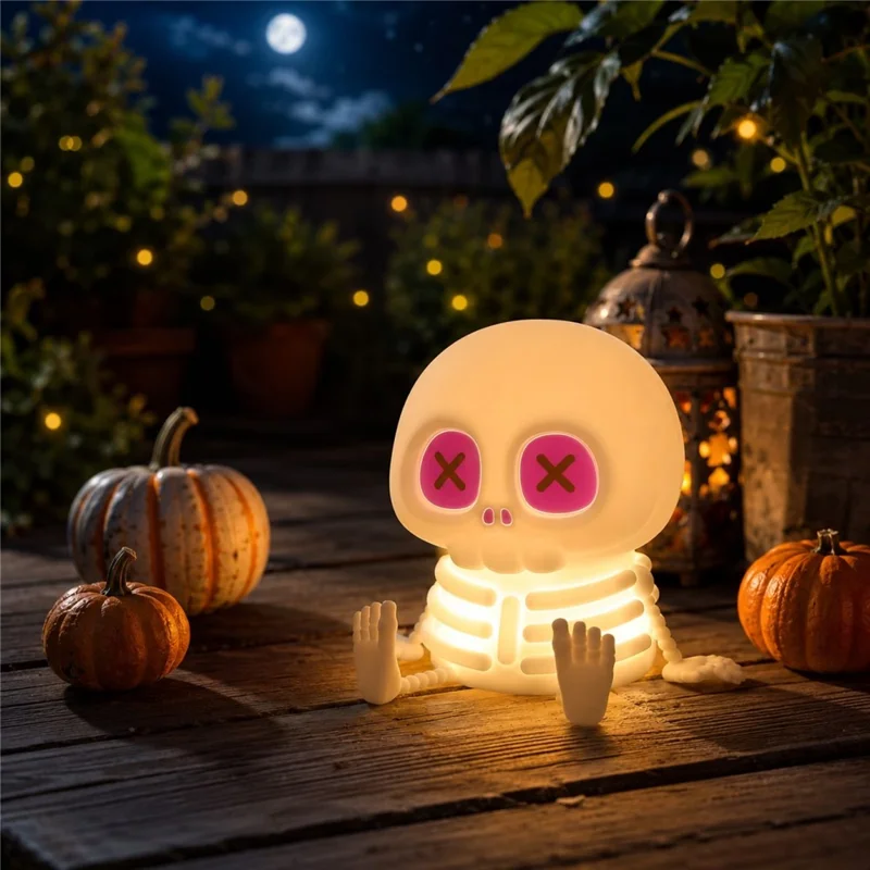 Halloween Skeleton Tap Light Silicone LED Night Light 1200mAh USB Rechargeable for Bedroom