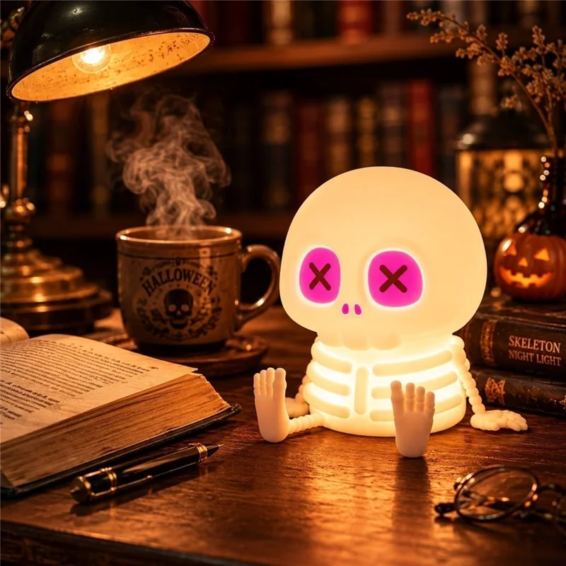 Halloween Skeleton Tap Light Silicone LED Night Light 1200mAh USB Rechargeable for Bedroom