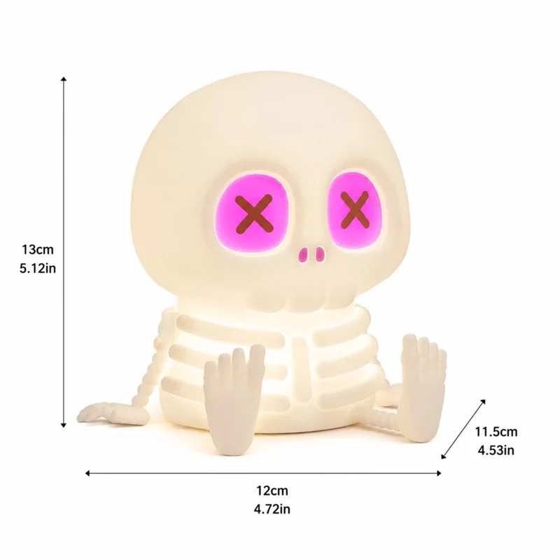 Halloween Skeleton LED Night Light Touch Control 7-Color RGB 1200mAh USB Rechargeable Silicone Lamp
