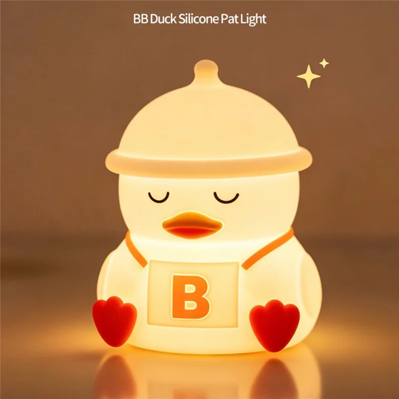 Duck Shape Silicone Night Light 2000mAh USB Rechargeable 3-Level Brightness Touch Control for Kids Room