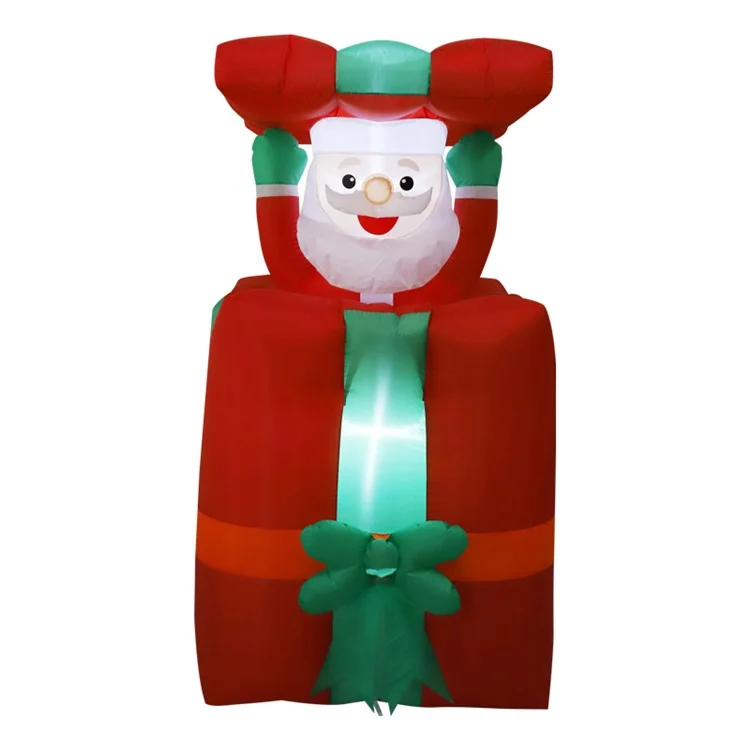 5FT / 1.5m Inflatable Santa Claus in Gift Box Automatic Up Down with LED Light Christmas Party Decor, EU Plug