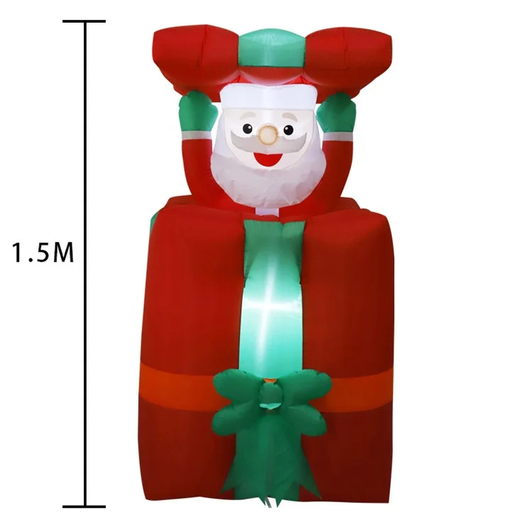 5FT / 1.5m Inflatable Santa Claus in Gift Box Automatic Up Down with LED Light Christmas Party Decor, EU Plug