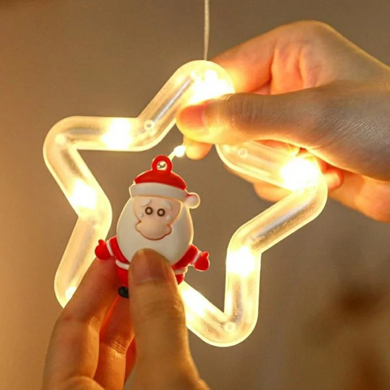 Christmas Star Curtain String Lights USB 5V 8 Modes Remote Control Waterproof for Indoor Outdoor Window Decor - Star / Warm White