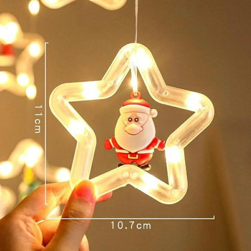 Christmas Star Curtain String Lights USB 5V 8 Modes Remote Control Waterproof for Indoor Outdoor Window Decor - Star / Warm White