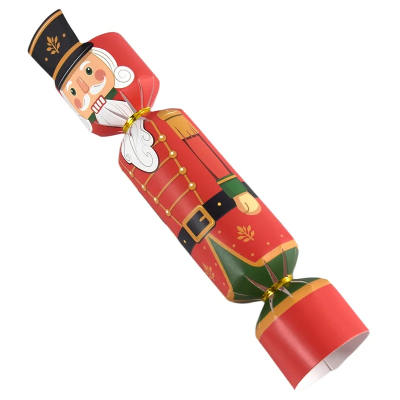 24Pcs Christmas Cartoon Cracker Boxes Nutcracker Snowman Foldable Cardboard Gift Packaging for Holiday Table