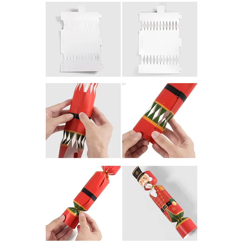 24Pcs Christmas Cartoon Cracker Boxes Nutcracker Snowman Foldable Cardboard Gift Packaging for Holiday Table